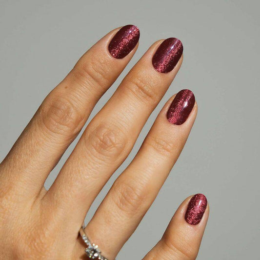 Gel Nail Strip Watermelon Sangria pink red glitter gel polish sticker