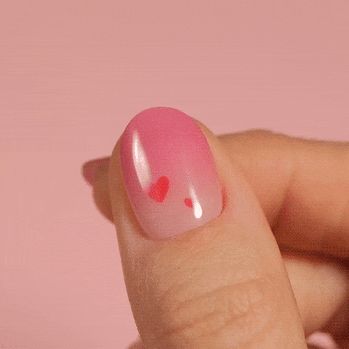 hearts and valentines manicure using gel polish strips for strong and healthy nails