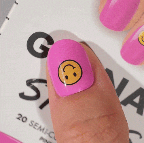 Gel nail sticker with yellow smiley face