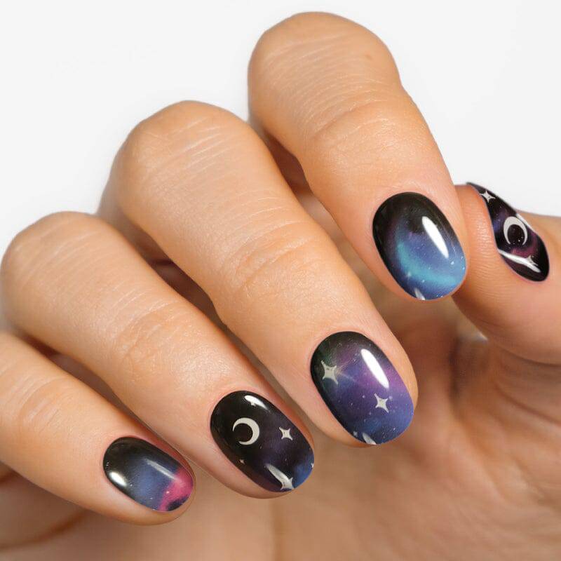 Glow in the Dark Galaxy Gel Nail Strips MoYou London