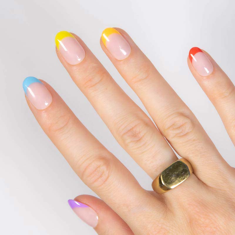 Rainbow Crush Short Oval • Soft Gel Press Ons - MoYou London