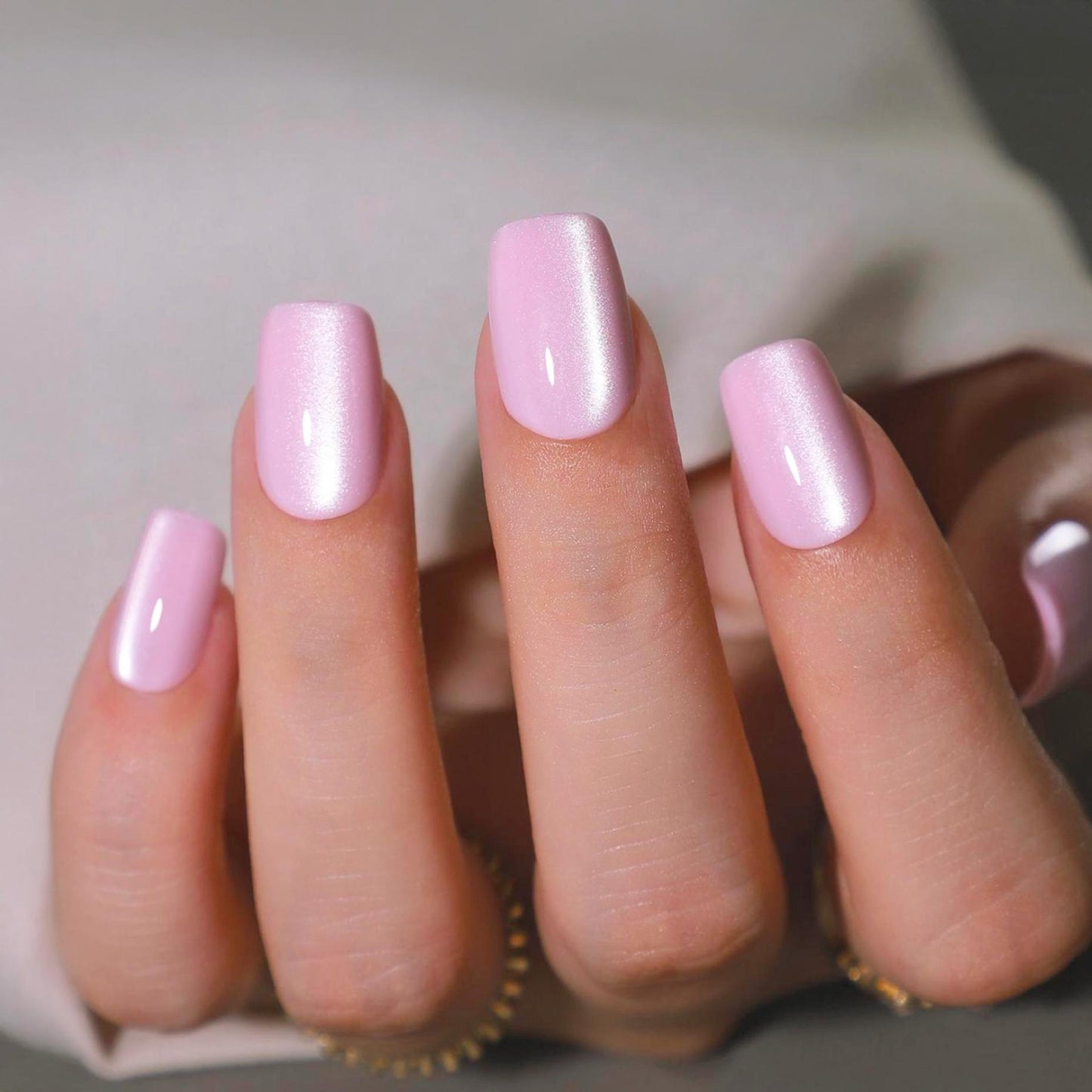 Pink Satin Short Square • Soft Gel Press Ons - MoYou London