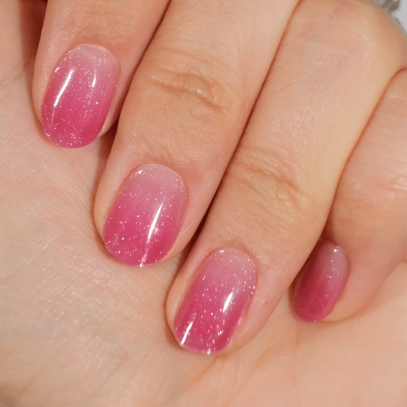 gradient pink transparent manicure made from gel stickers by moyou London