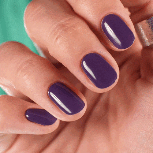 indigo dark purple manicure using gel polish stickers for healthy nails