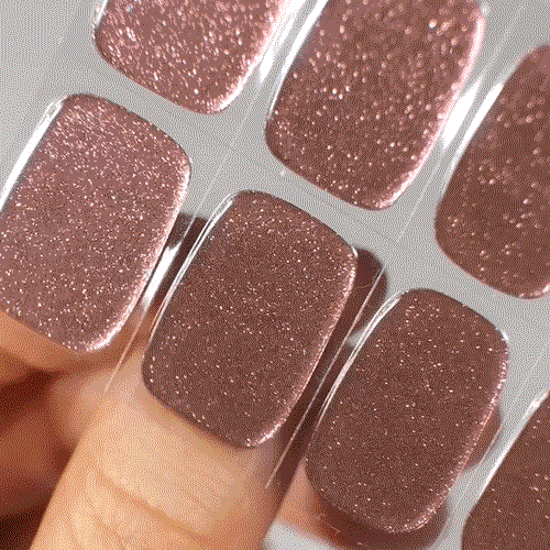 pink rose gold glitter manicure using gel polish stickers by moyou