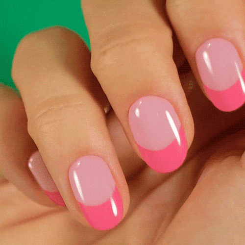 pink French manicure using gel polish stickers for strong and healthy nails