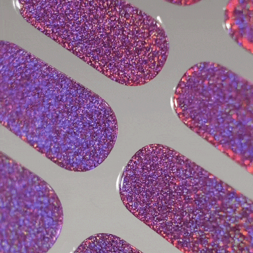 pink holographic glitter sparkle manicure using gel polish stickers by moyou