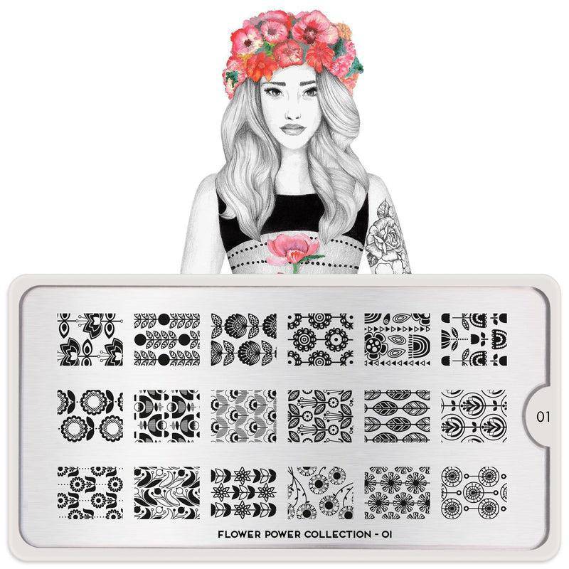 Flower Power 01 ✦ Nail Stamping Plate - MoYou London