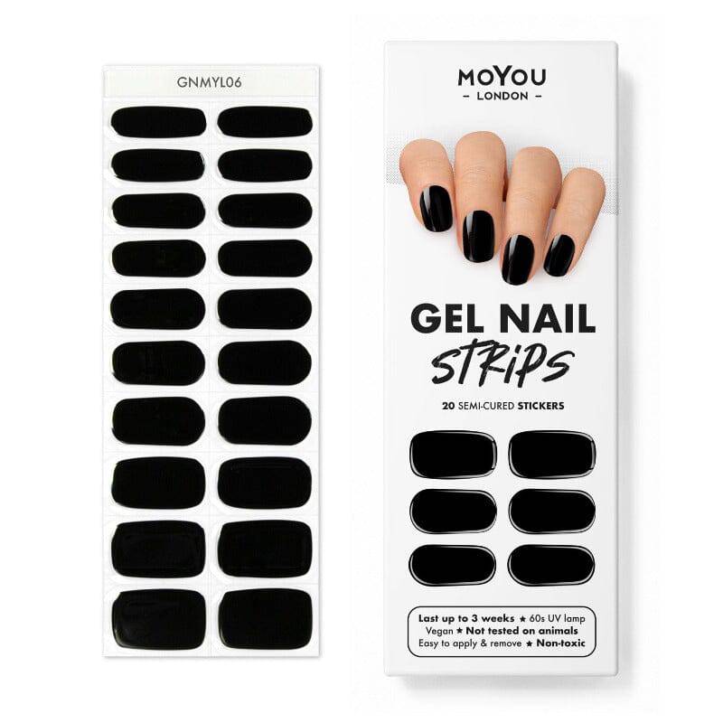 Gel nail strip kit in black polish