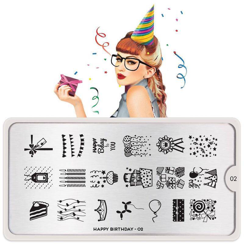 Happy Birthday 02 ✦ Nail Stamping Plate - MoYou London