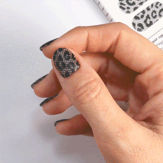 black lace manicure using gel polish stickers by moyou