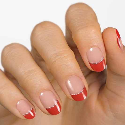 Flaming Lip patterned gel nail strip on hand — nail art designs achievable with stamping by MoYou London