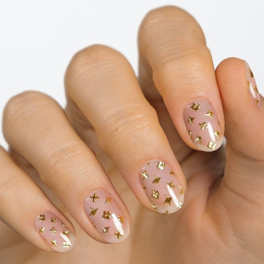 Swanky chrome gel nail strip with detailed design — nail stamping results by MoYou London