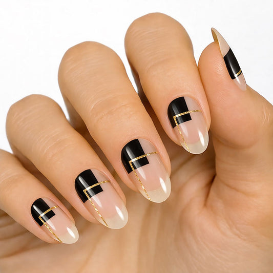 Edge of Elegance gel nail strip with detailed design — nail stamping plate results by MoYou London