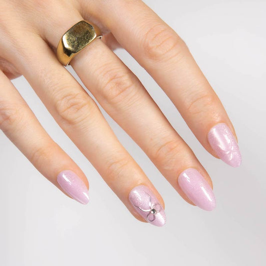 pastel marble with gold foil lines manicure