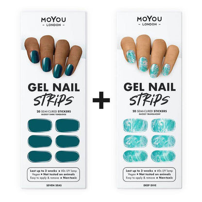 Gel Nail Strip Bundle ★ Duo Deep Dive Plate Bundles MoYou London 