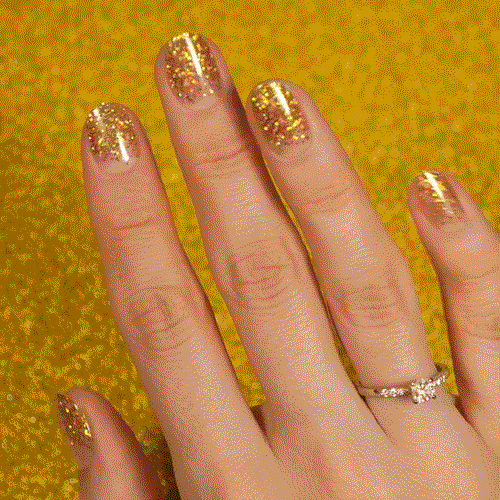 gold glitter French manicure gel stickers made from real gel polish 