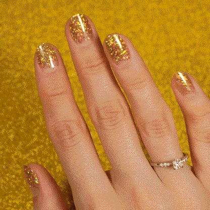 gold glitter French manicure gel stickers made from real gel polish 