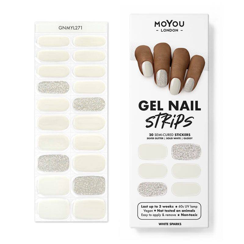 Gel Nail Strip ⭐️ ⭐️ ⭐️ White Sparks - MoYou London