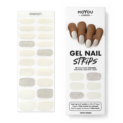Gel Nail Strip ⭐️ ⭐️ ⭐️ White Sparks - MoYou London
