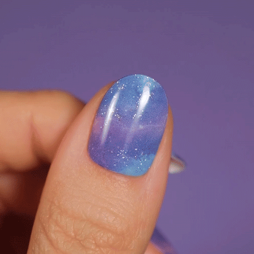 Gel Nail Strip glossy blue and purple glitter gel polish sticker