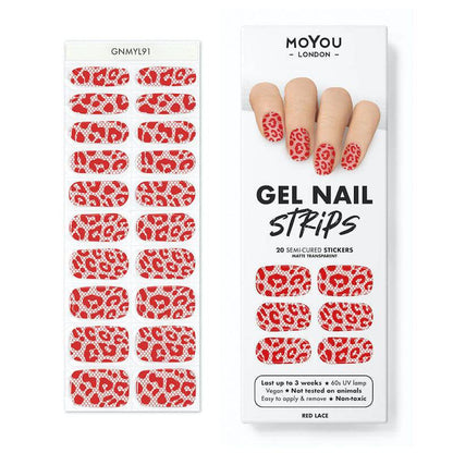 Gel Nail Strip ★ Red Lace - MoYou London