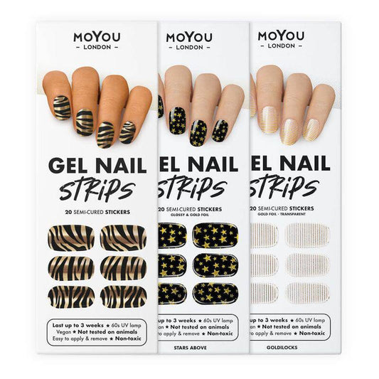 Gel Nail Strip Bundle ★ Black & Gold Plate Bundles MoYou London 