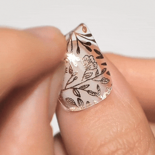 gold pattern over clear boho manicure gel polish stickers 