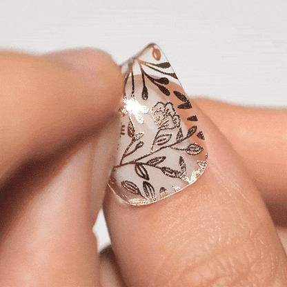 gold pattern over clear boho manicure gel polish stickers 