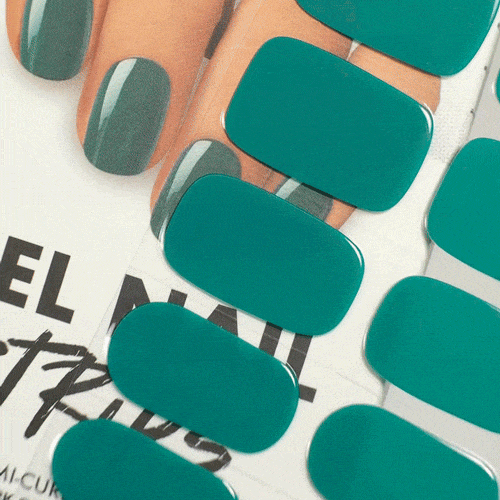 green pastel manicure using gel stickers from real gel polish 