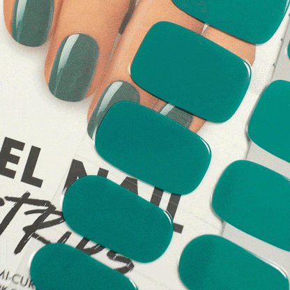 green pastel manicure using gel stickers from real gel polish 