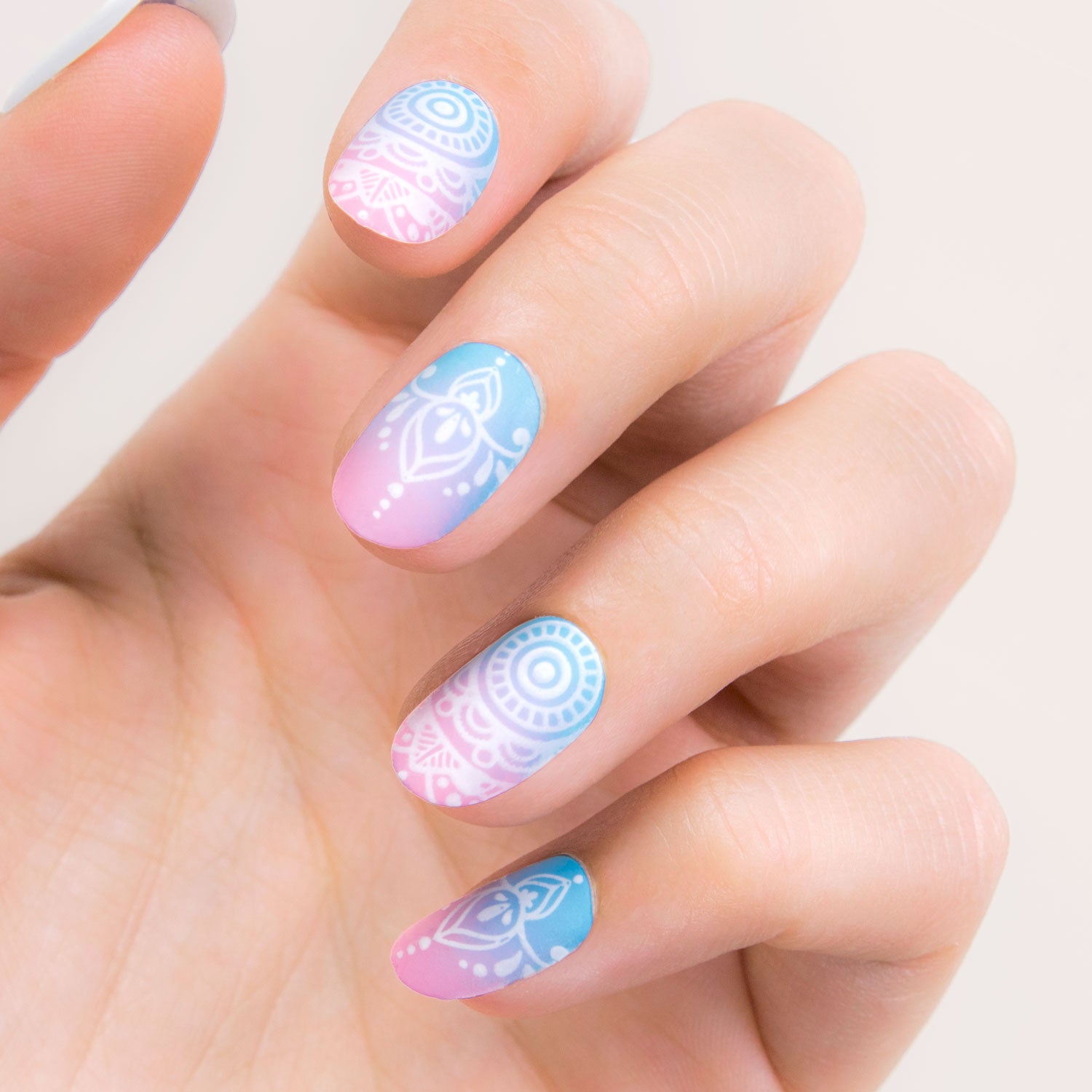 Pastel Gradient Mandala Nails