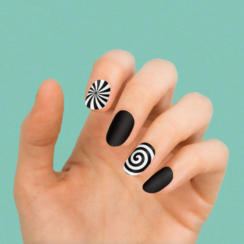 Black and White Hypnotic Nails