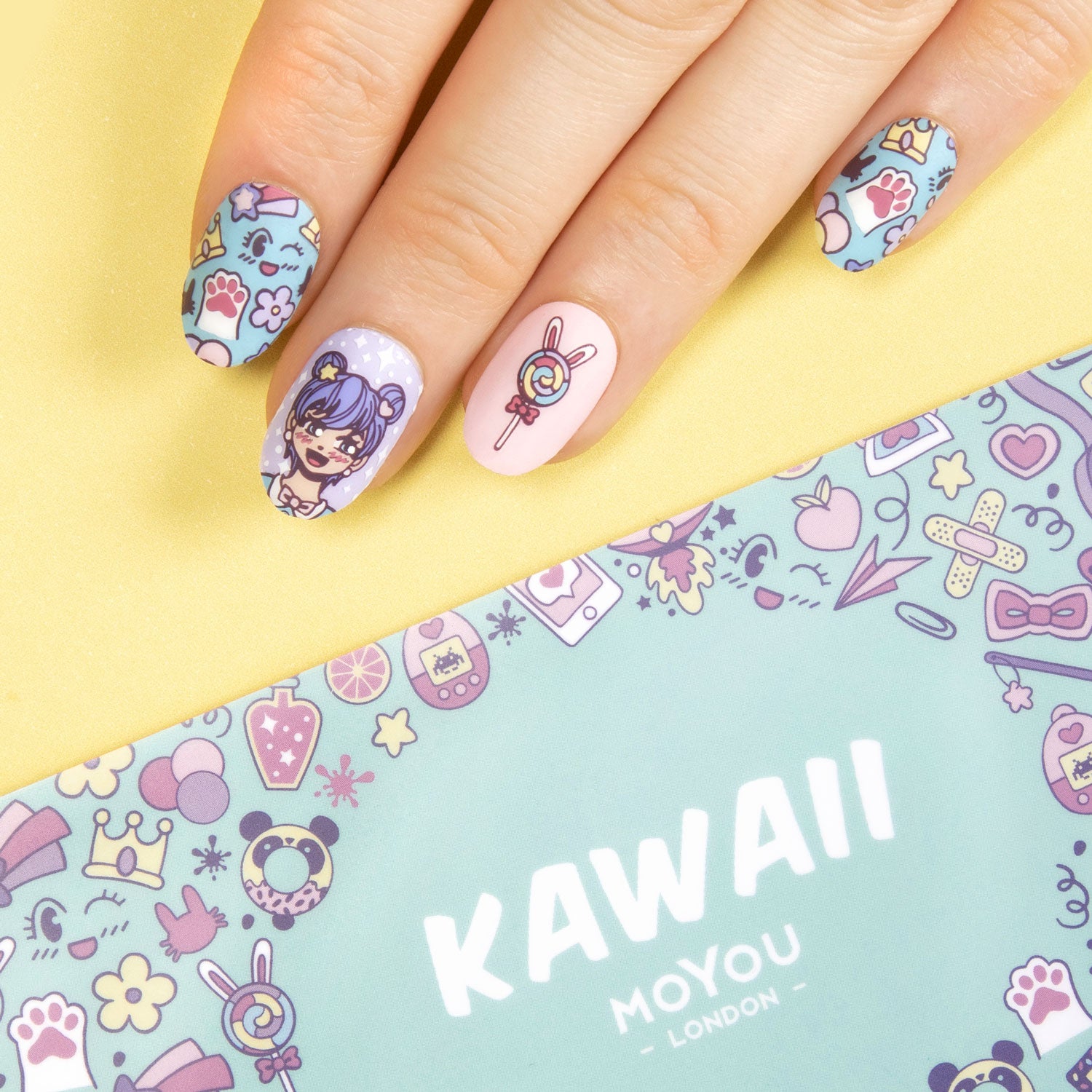 Cute Pastel Kawaii Stamping Nail Art Manicure