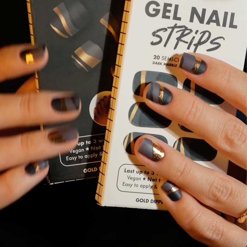 Gel Nail Strip ★ Gold Dipped Midnight - MoYou London