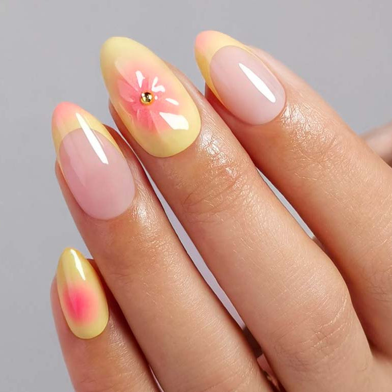 Citrus Sway Short Almond• Soft Gel Press Ons - MoYou London