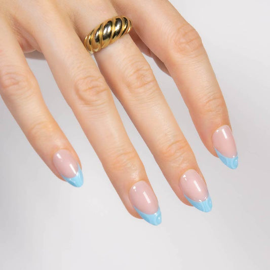 Aqua Edge Short Almond • Soft Gel Press Ons - MoYou London