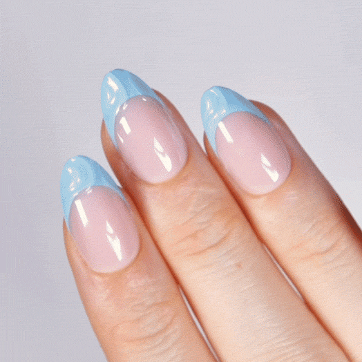 Aqua Edge Short Almond • Soft Gel Press Ons - MoYou London