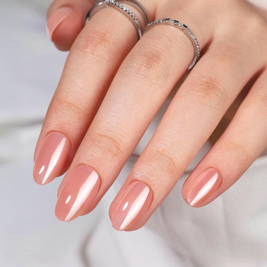 Peach Whisper Short Almond • Soft Gel Press Ons - MoYou London