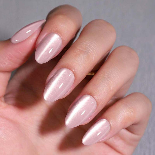 Pearly Drama Short Almond • Soft Gel Press Ons - MoYou London