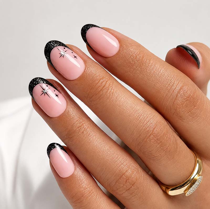 Dark Glam French • Short Oval
