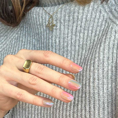 Aurora Dreams Short Oval • Soft Gel Press Ons - MoYou London