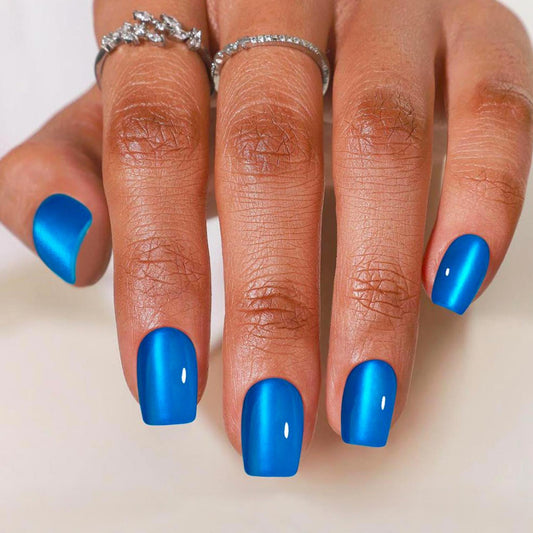 Blue Nova Short Square • Soft Gel Press Ons - MoYou London