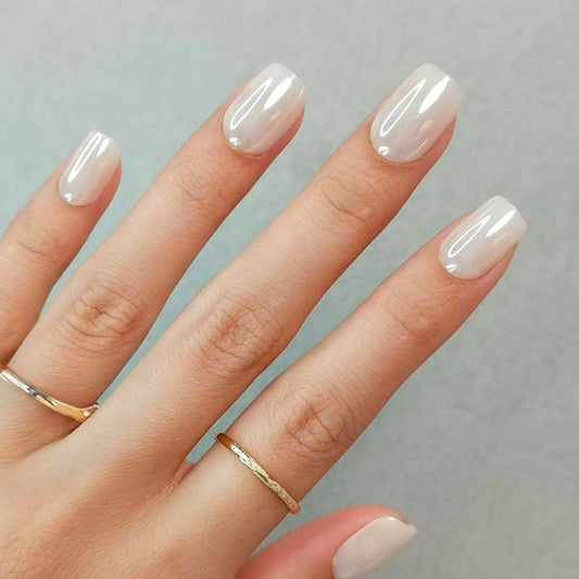 Porcelain Drip Short Square • Soft Gel Press Ons - MoYou London