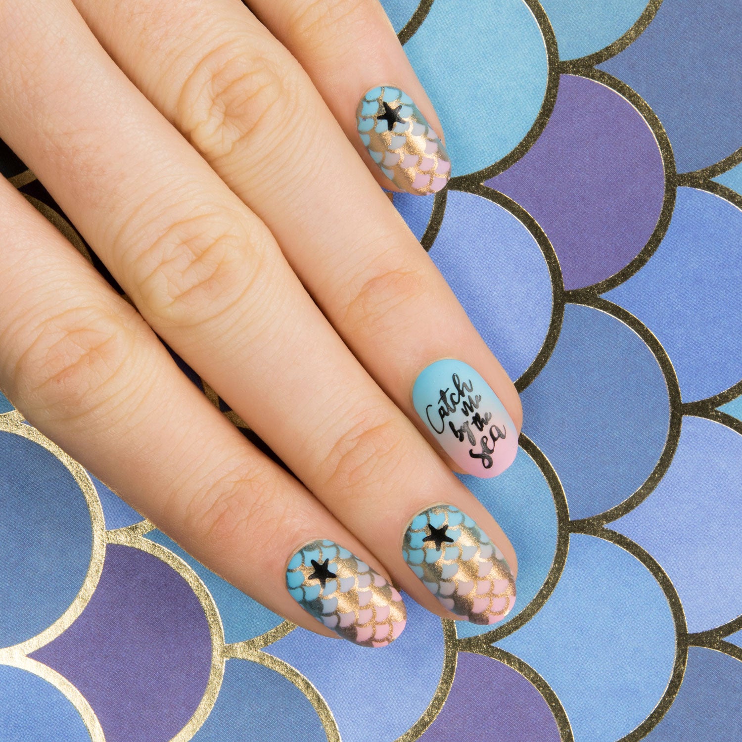 Pastel Mermaid Scales Nails