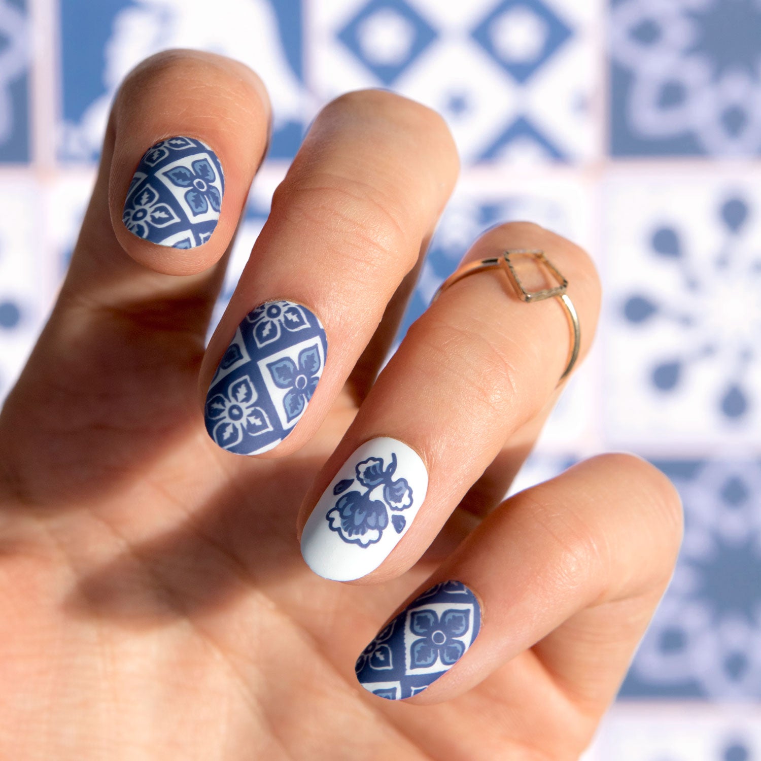 Blue and White Porcelain Nails