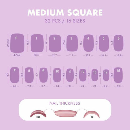 Silver Frost Medium Square • Soft Gel Press Ons - MoYou London