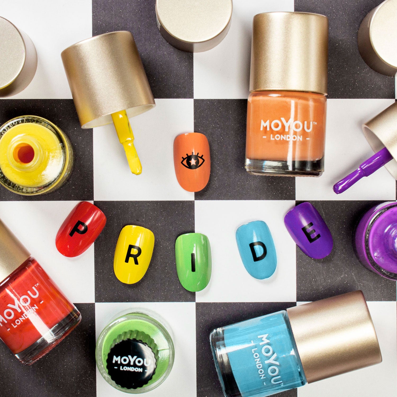 MoYou London colourful rainbow stamping nail polishes