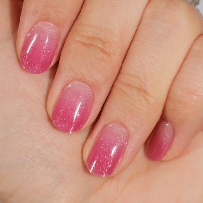gradient pink transparent manicure made from gel stickers by moyou London 