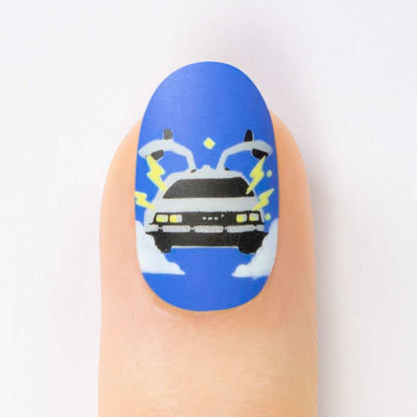 Delorean Back to the Future Nail Art Design